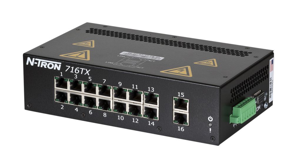 Industriell Ethernet-switch, RJ45-portar 16, 100Mbps, Hanterat